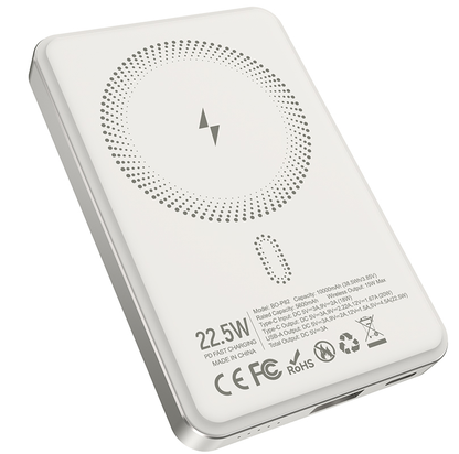 Draadloze Externe Batterij BWOO BO-P82, 10000mAh, 22,5W, PD + FQI, 1 x QI - 1 x USB-C, Wit