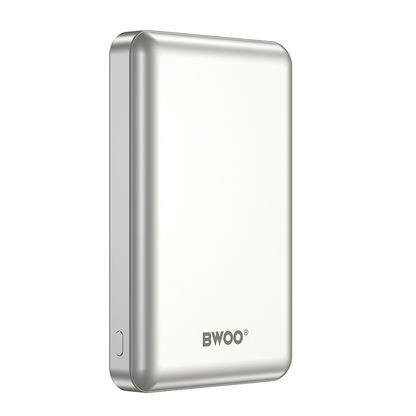 Draadloze Externe Batterij BWOO BO-P82, 10000mAh, 22,5W, PD + FQI, 1 x QI - 1 x USB-C, Wit