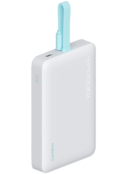 Draadloze Externe Batterij Cuktech CP132ML, 10000mAh, 22.5W, PD + QI, 2 x USB-C, Wit