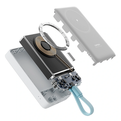 Draadloze Externe Batterij Cuktech CP132ML, 10000mAh, 22.5W, PD + QI, 2 x USB-C, Wit