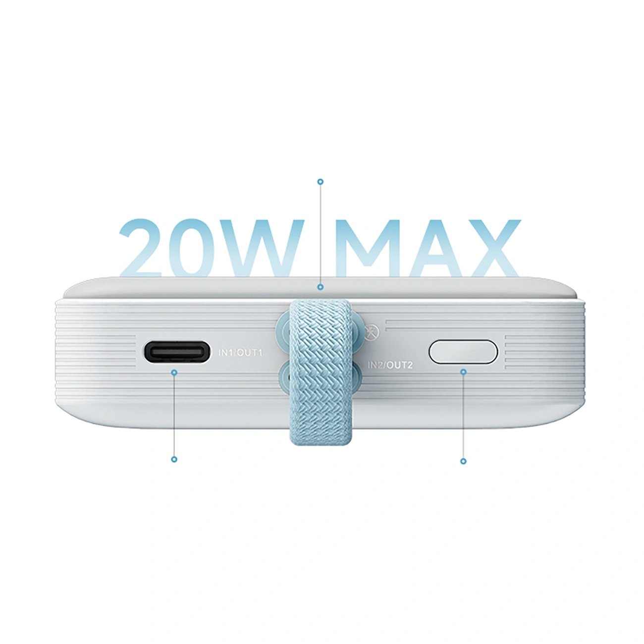 Draadloze Externe Batterij Cuktech CP132ML, 10000mAh, 22.5W, PD + QI, 2 x USB-C, Wit