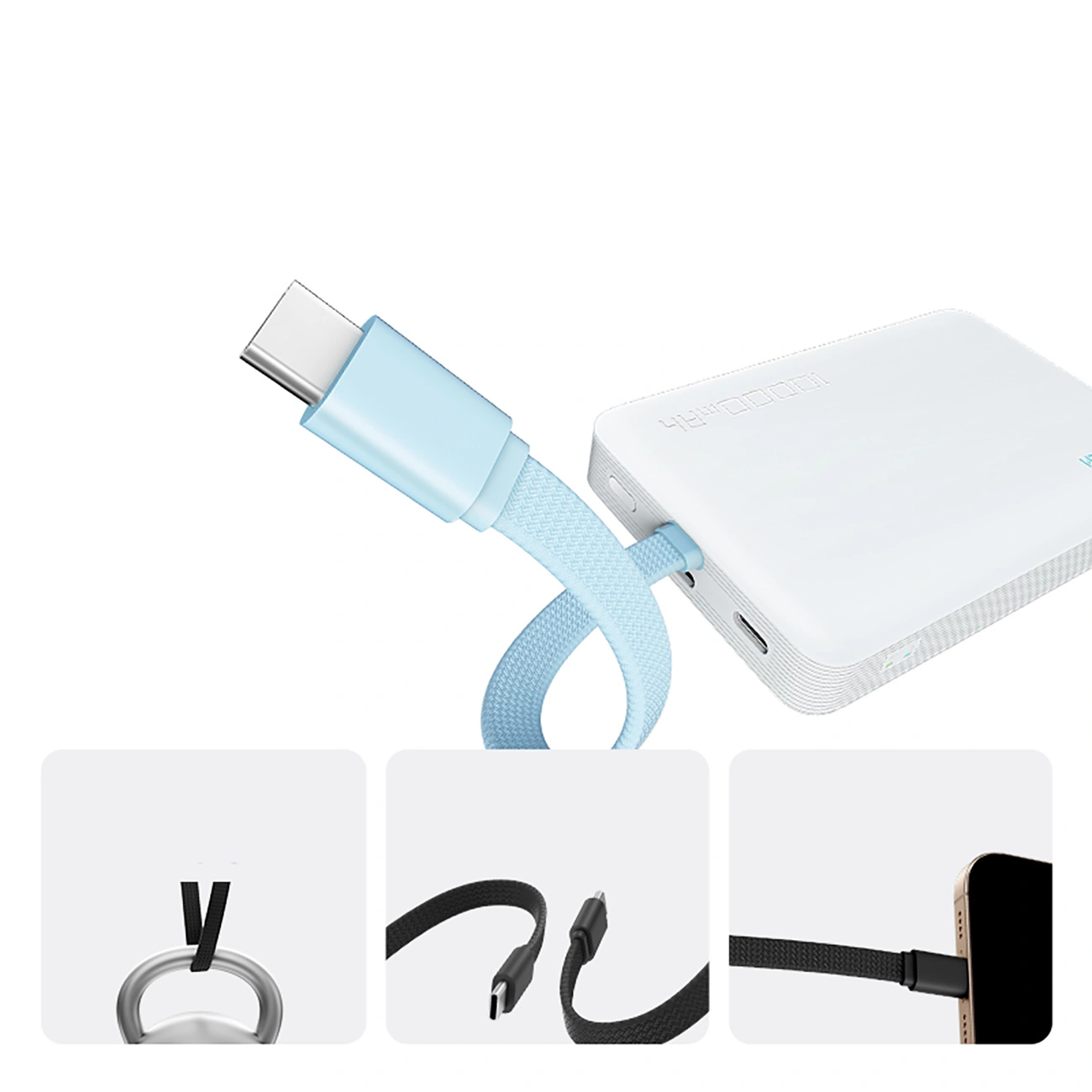 Draadloze Externe Batterij Cuktech CP132ML, 10000mAh, 22.5W, PD + QI, 2 x USB-C, Wit