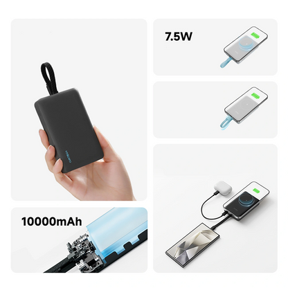 Draadloze Externe Batterij Cuktech CP132ML, 10000mAh, 22.5W, PD + QI, 2 x USB-C, Wit
