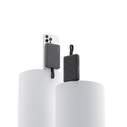 Kabellose Powerbank Cuktech WPB100L, 10000mAh, 22,5W, PD + FQI, 1 x QI - 2 x USB-C, Schwarz CKWPB100LGLBK