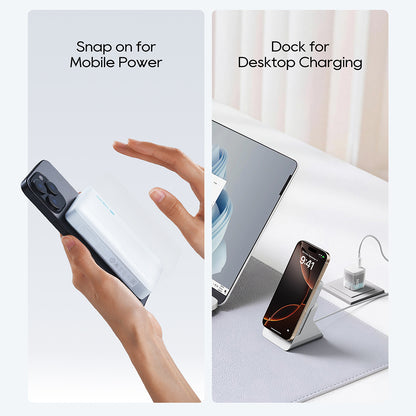 Kabellose Powerbank Cuktech WPB100N, 10000mAh, 20W, PD + FQI, 1 x QI - 1 x USB-C, Weiß CKWPB100NGLGR