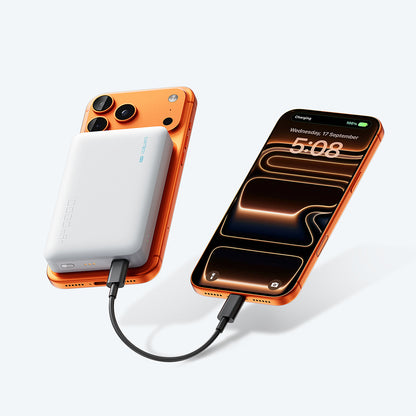 Kabellose Powerbank Cuktech WPB100N, 10000mAh, 20W, PD + FQI, 1 x QI - 1 x USB-C, Weiß CKWPB100NGLGR