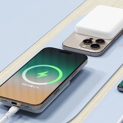 Dudao K26s Externe Draadloze Batterij, 5000mAh, 20W, PD + FQI, 1 x QI - 1 x USB-C, Wit