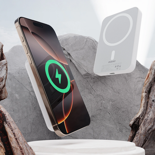 Dudao K26 Draadloze Externe Batterij, 10000mAh, 20W, PD + FQI, 1 x QI - 1 x USB-C, Wit