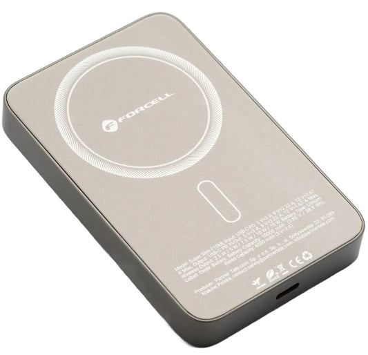 Draadloze Externe Batterij Forcell F10K8, 10000mAh, 15W, PD + FQI, 1 x QI - 1 x USB-C, Goud
