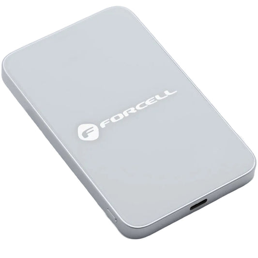 Draadloze Externe Batterij Forcell F5K8, 5000mAh, 15W, PD + FQI, 1 x QI - 1 x USB-C, Wit