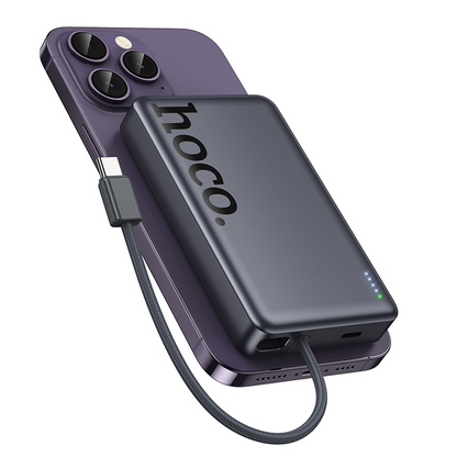 Wireless Externe Batterie HOCO Q44, 10000mAh, 20W, PD + FQI, 1 x QI - 2 x USB-C, Grau