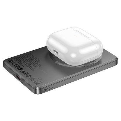 Draadloze Externe Batterij HOCO Q26, 5000mAh, 20W, PD + FQI, 1 x QI - 1 x USB-C, Grijs