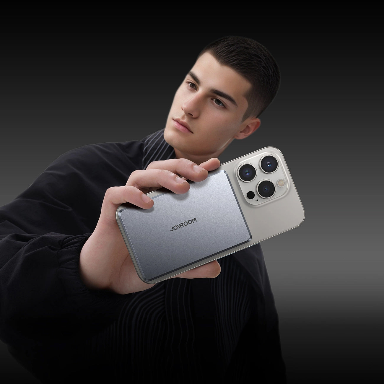 Joyroom JR-PBM08 Pro Wireless External Battery, 10000mAh, 20W, PD + FQI, 1 x QI - 1 x USB-C, Gray