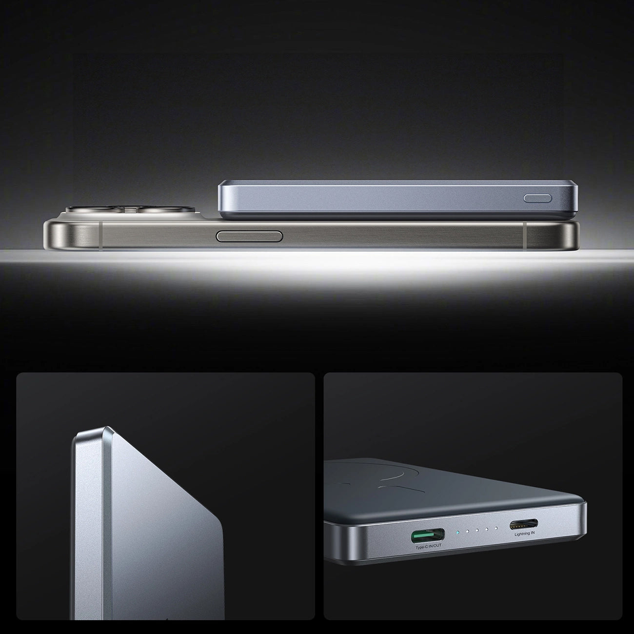 Joyroom JR-PBM08 Pro Wireless External Battery, 10000mAh, 20W, PD + FQI, 1 x QI - 1 x USB-C, Gray