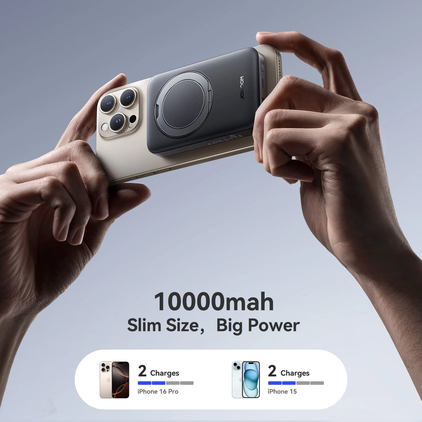 Joyroom JR-PBM12 Wireless External Battery, 10000mAh, 22.5W, QC + PD + FQI, 1 x QI - 1 x USB-A - 1 x USB-C, Black