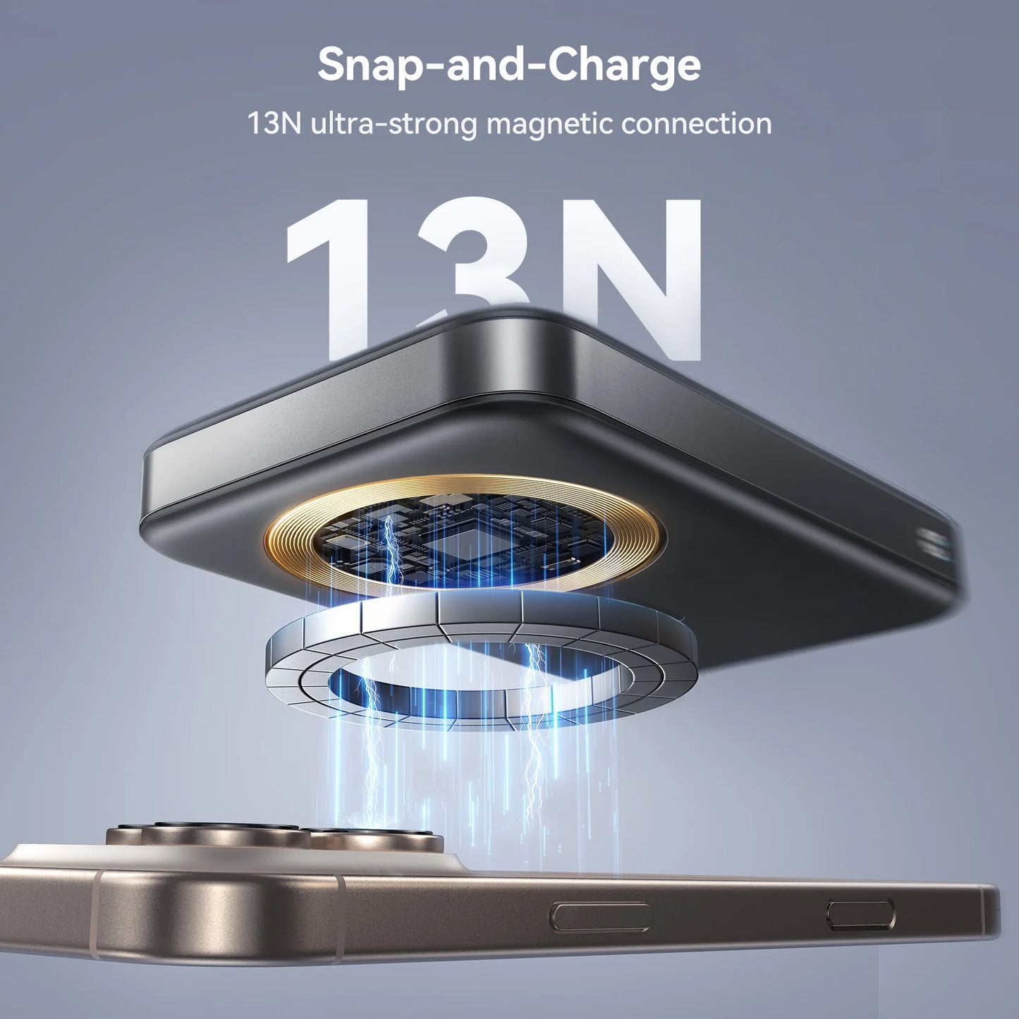 Joyroom JR-PBM12 Wireless External Battery, 10000mAh, 22.5W, QC + PD + FQI, 1 x QI - 1 x USB-A - 1 x USB-C, Black