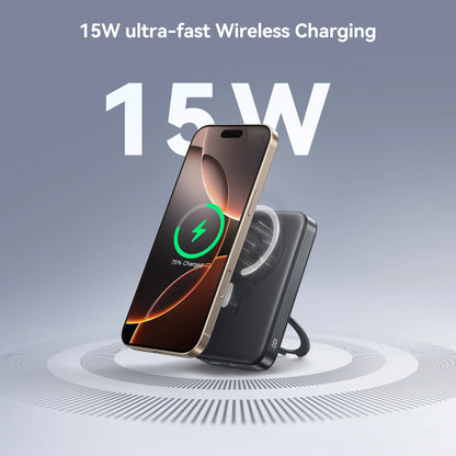 Joyroom JR-PBM12 Wireless External Battery, 10000mAh, 22.5W, QC + PD + FQI, 1 x QI - 1 x USB-A - 1 x USB-C, Black