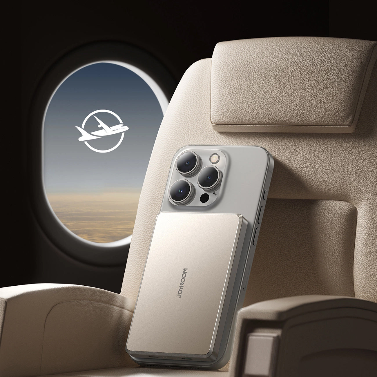 Joyroom JR-PBM08 Pro Wireless External Battery, 10000mAh, 20W, PD + FQI, 1 x QI - 1 x USB-C, Beige