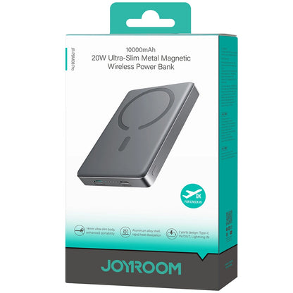 Joyroom JR-PBM08 Pro Wireless External Battery, 10000mAh, 20W, PD + FQI, 1 x QI - 1 x USB-C, Gray
