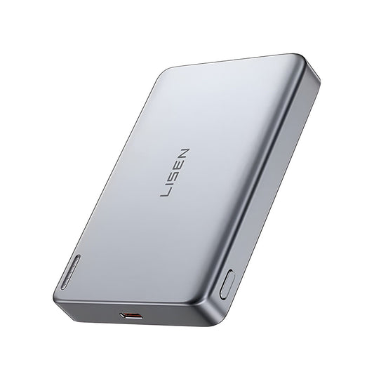 Batterie Externe Sans Fil Lisen L601 Pro, 10000mAh, 27W, PD + FQI, 1 x QI - 1 x USB-C, Gris YL0325100009