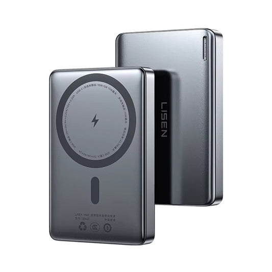 Batterie Externe Sans Fil Lisen L601 Pro, 10000mAh, 27W, PD + FQI, 1 x QI - 1 x USB-C, Gris YL0325100009