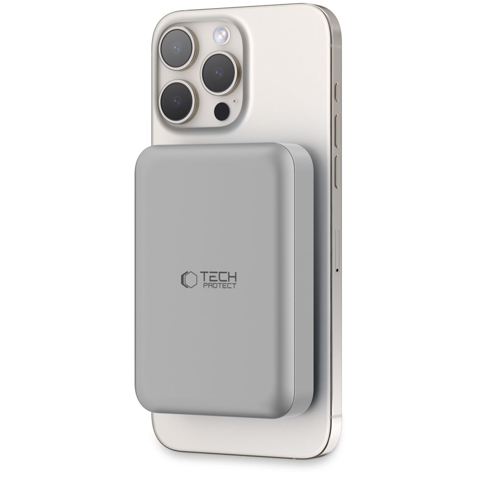 Wireless Powerbank Tech-Protect PB11 LifeMag, 10000mAh, 15W, PD + FQI, 1 x QI - 1 x USB-C, Grau, Neuversiegelt