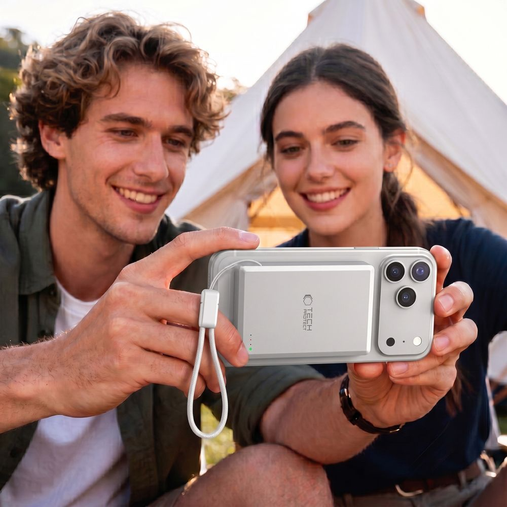 Batterie Externe Sans Fil Tech-Protect PB40 LifeMag, 10000mAh, 25W, PD + FQI, 1 x QI - 1 x USB-C, Argentée