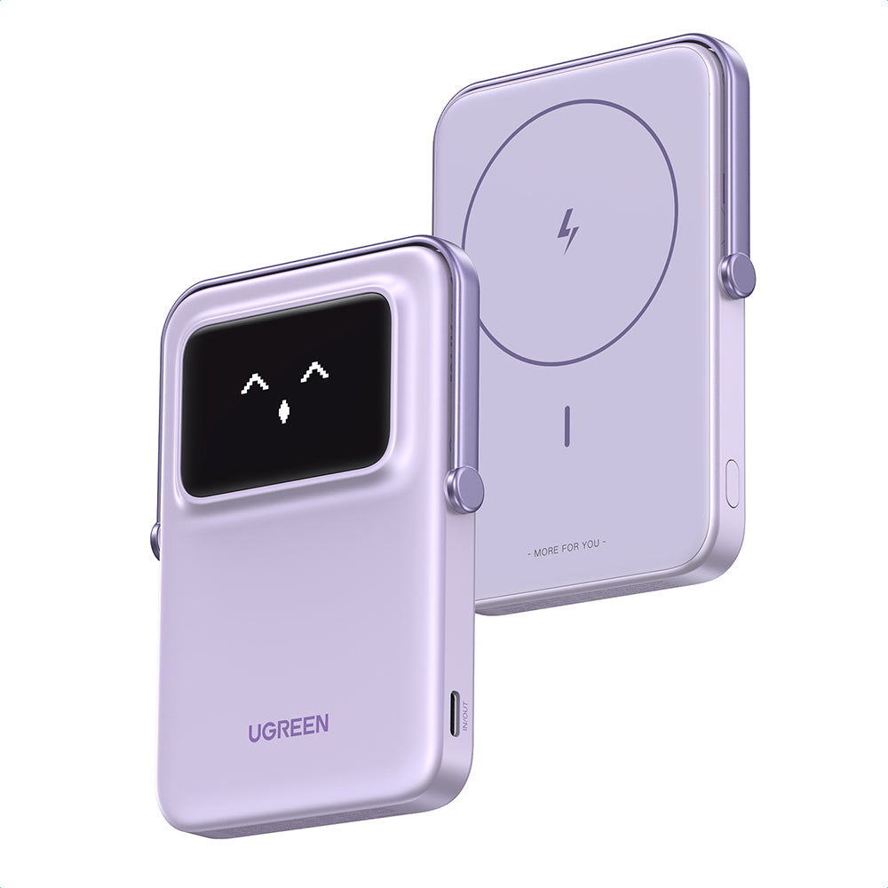 Draadloze Externe Batterij UGREEN PB571 Uno, 5000mAh, 20W, PD + FQI, 1 x QI - 1 x USB-C, Paars