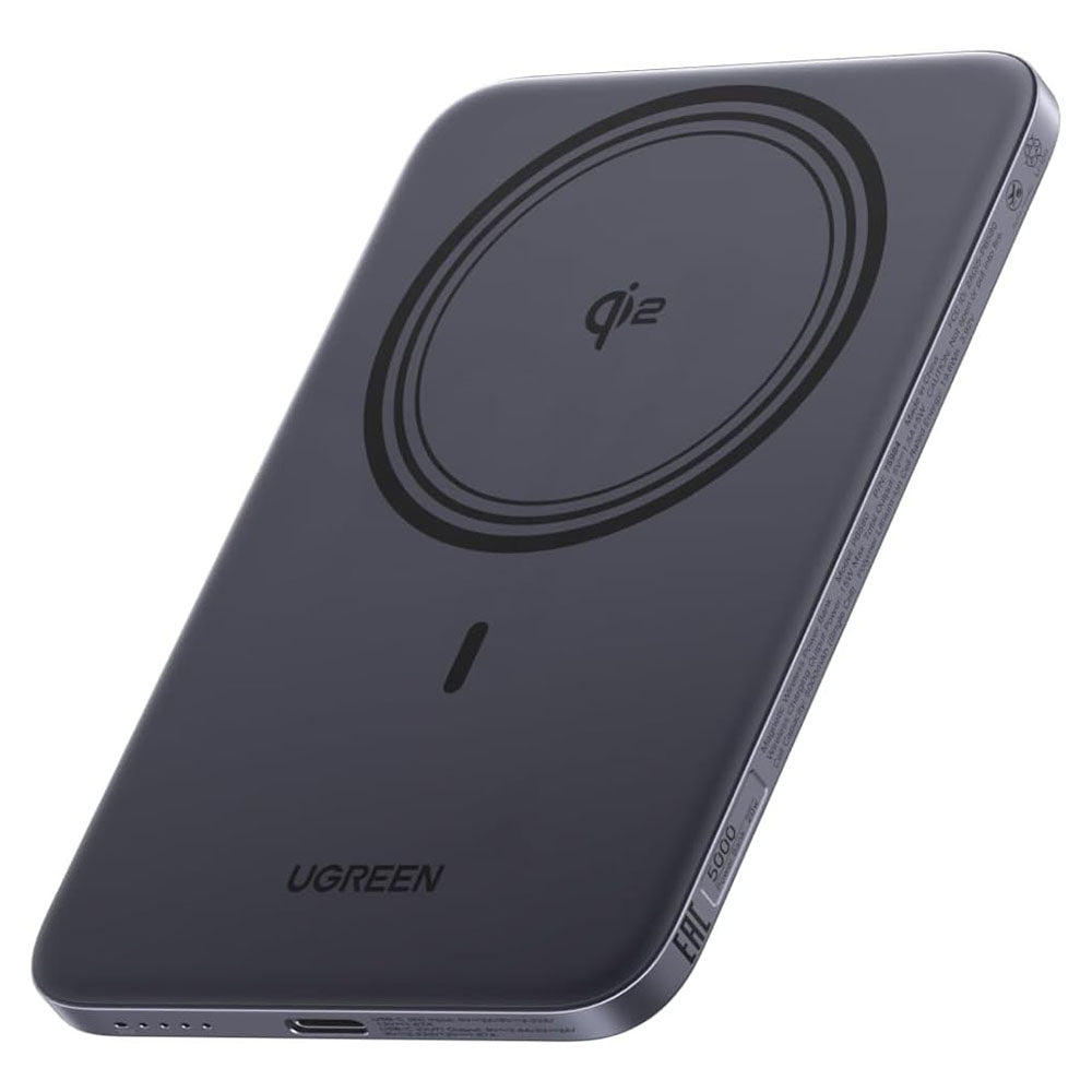Draadloze Externe Batterij UGREEN PB580 (75984B), 5000mAh, 15W, PD + FQI, 1 x QI - 1 x USB-C, Grijs