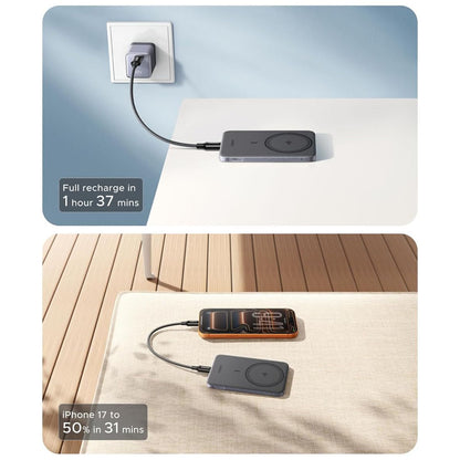 Draadloze Externe Batterij UGREEN PB580 (75984B), 5000mAh, 15W, PD + FQI, 1 x QI - 1 x USB-C, Grijs