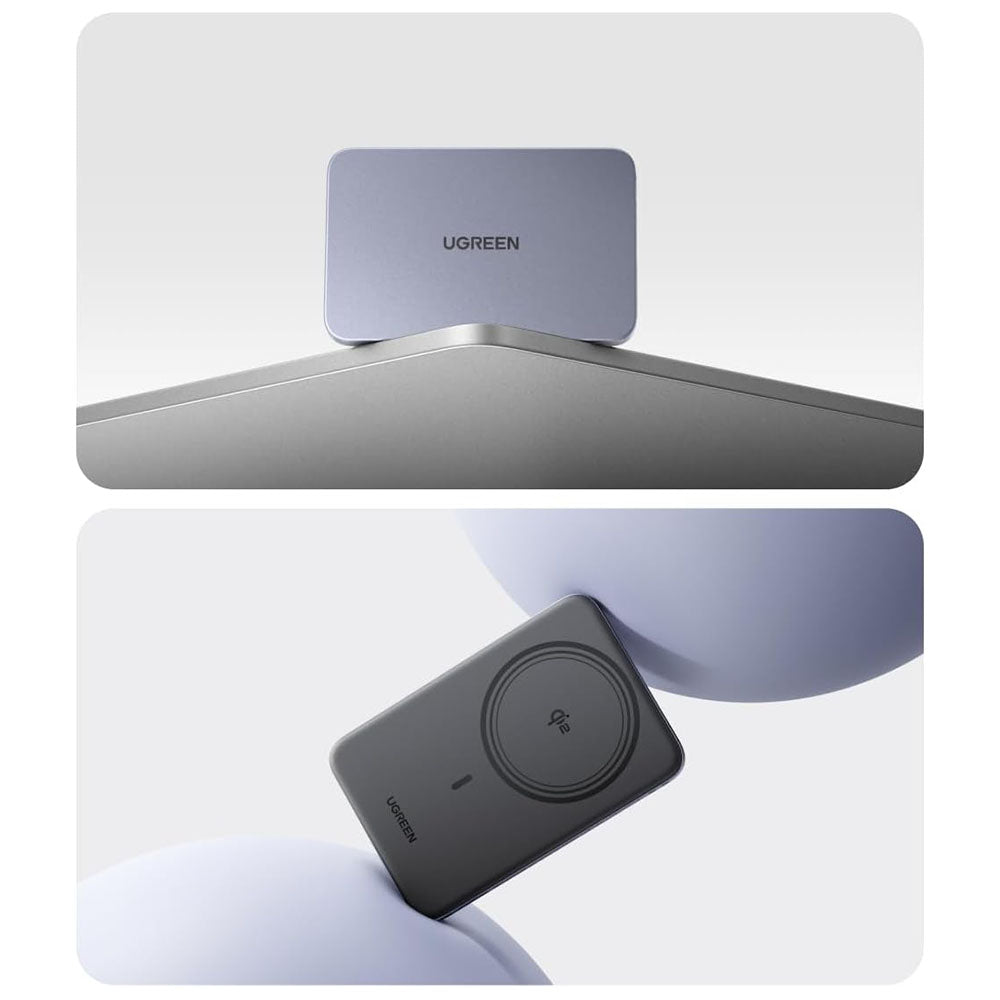 Draadloze Externe Batterij UGREEN PB580 (75984B), 5000mAh, 15W, PD + FQI, 1 x QI - 1 x USB-C, Grijs