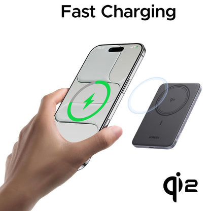 Draadloze Externe Batterij UGREEN PB580 (75984B), 5000mAh, 15W, PD + FQI, 1 x QI - 1 x USB-C, Grijs