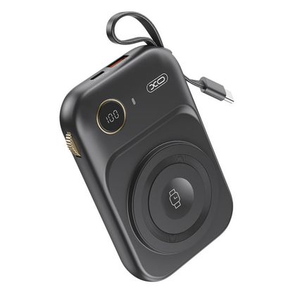 XO Design PR270 Wireless External Battery, 10000mAh, 22.5W, QC + PD + QI, 1 x QI - 1 x USB-A - 1 x USB-C, Black