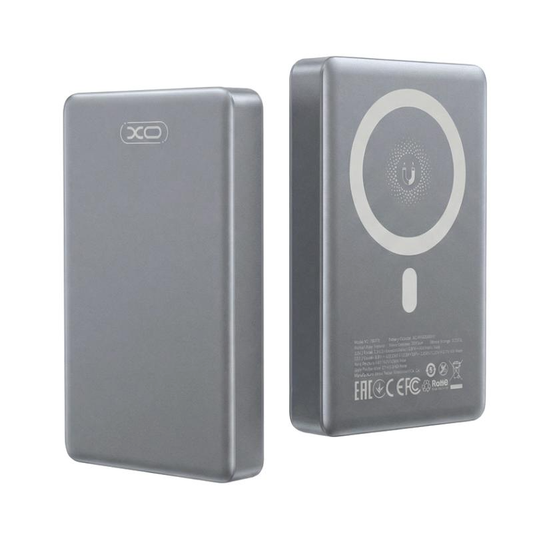 Draadloze Externe Batterij XO Design PR294, 10000mAh, 20W, PD + FQI, 1 x QI - 1 x USB-C, Grijs