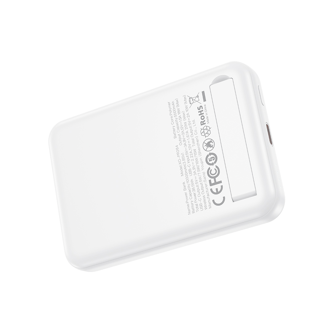 Externer Wireless-Akku XO Design PR264, 10000mAh, 20W, PD + FQI, 1 x USB-C, Weiß