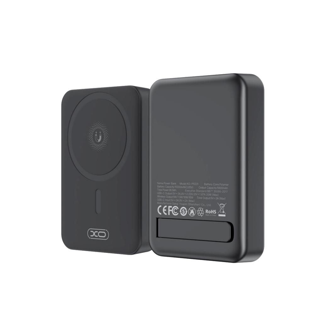 Draadloze Externe Batterij XO Design PR231, 10000mAh, 20W, PD + FQI, 1 x QI - 1 x USB-C, Zwart