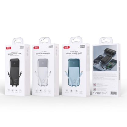 Externer Akku XO Design PR249, 20000mAh, 22.5W, QC + PD, 1 x Lightning - 1 x USB-A - 2 x USB-C, Weiß