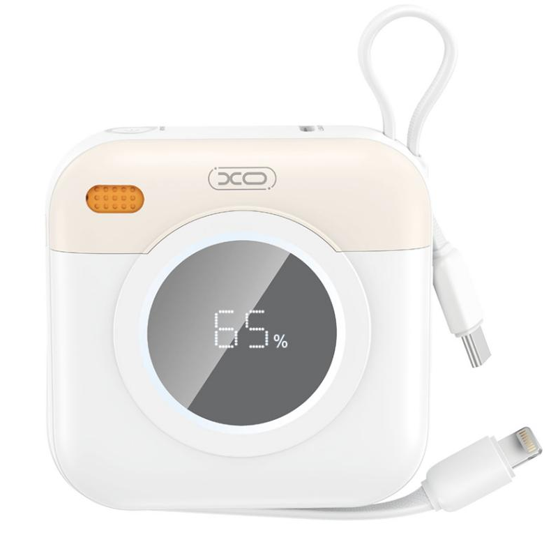 Batterie Externe XO Design PR258, 10000mAh, 20W, QC + PD, 1 x Lightning - 1 x USB-C, Beige