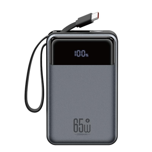 Externer Akku XO Design PR267, 20000mAh, 65W, QC + PD, 1 x USB-A - 2 x USB-C, Grau