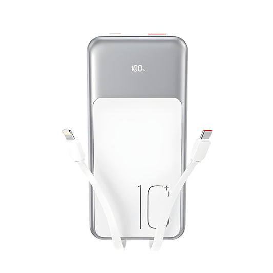 Externer Akku XO Design PR248, 10000mAh, 22.5W, QC + PD, 1 x Lightning - 1 x USB-A - 2 x USB-C, Weiß