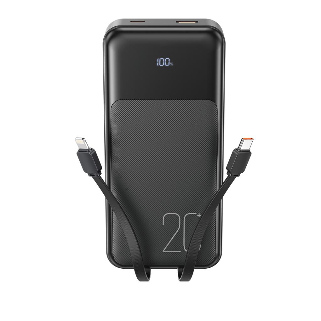 Externe Batterij XO Design PR249, 20000mAh, 22.5W, QC + PD, 1 x Lightning - 1 x USB-A - 2 x USB-C, Zwart