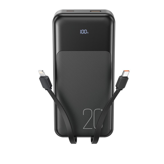 Externer Akku XO Design PR249, 20000mAh, 22.5W, QC + PD, 1 x Lightning - 1 x USB-A - 2 x USB-C, Schwarz
