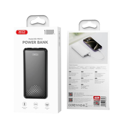 Externe Batterij XO Design PB312, 10000mAh, 10W, 2 x USB-A, Zwart