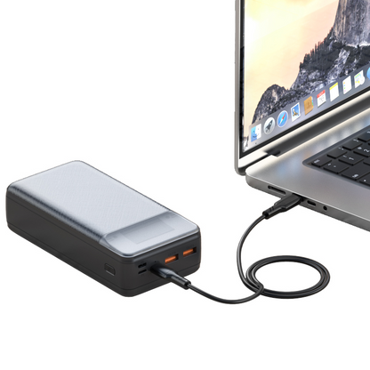 Externe Batterij XO Design PR201, 30000mAh, 65W, QC + PD, 1 x USB-C - 2 x USB-A, Zwart