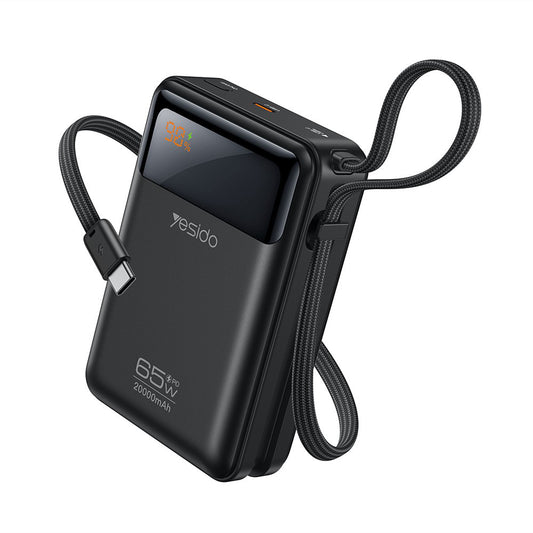 Externe batterij Yesido YP97, 20000mAh, 65W, PD, 2 x USB-C, Grijs