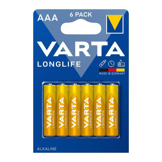 Piles Varta Longlife 4103, AAA / LR3, lot de 6 pièces