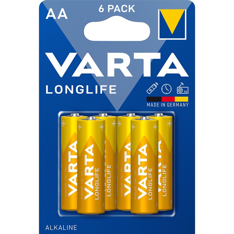 Varta Longlife 4106 Batterijen, AA / LR6, Set 6 stuks