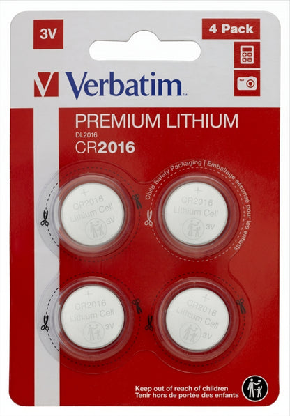 Verbatim Premium Batterie, CR2016, 4 Stück Set 49531