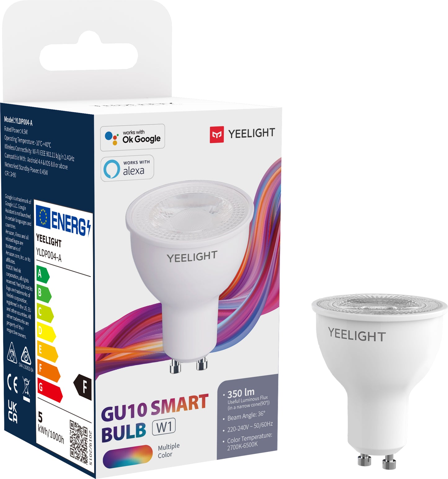Ampoule LED Yeelight W1, Wi-Fi, GU10, 4.5W, 2700K - 6500K, 350lm, Multicolore YLDP004-A