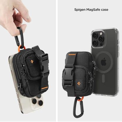 Pochette Universelle MagSafe pour Téléphone, Spigen, Snap Zip, Noire